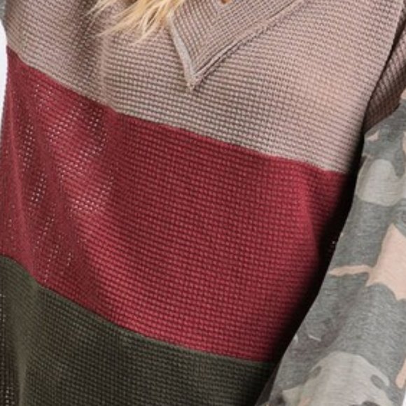 NWT Color Block Top with Camo - Picture 3 of 3
